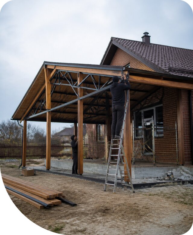 Пристройка навеса к дому и участку в Саранске под ключ